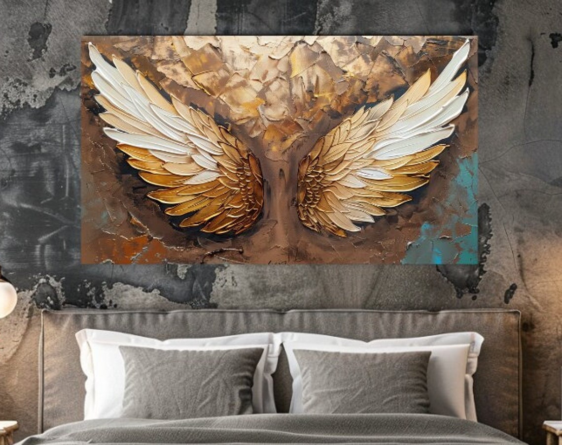 Gold Angel Wings Bronze Textured Impasto Luxury Baroque Poster