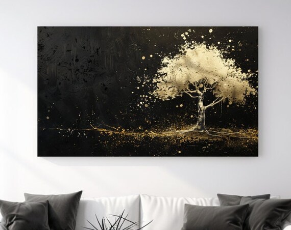 Abstract Gold Tree Painting Ii Picture Print Home Decor Wall Art Gift Room Decor Design Wall Hangings