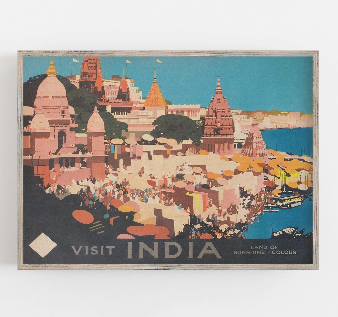 India Vintage Travel Poster, Asia Wall Art Print