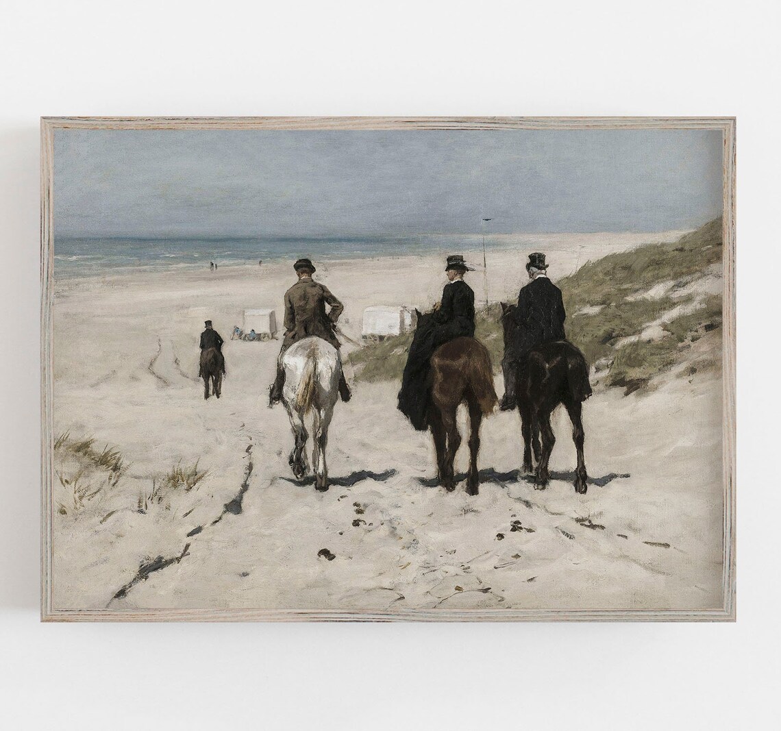 Horseback Riders Vintage Beach Wall Art Poster