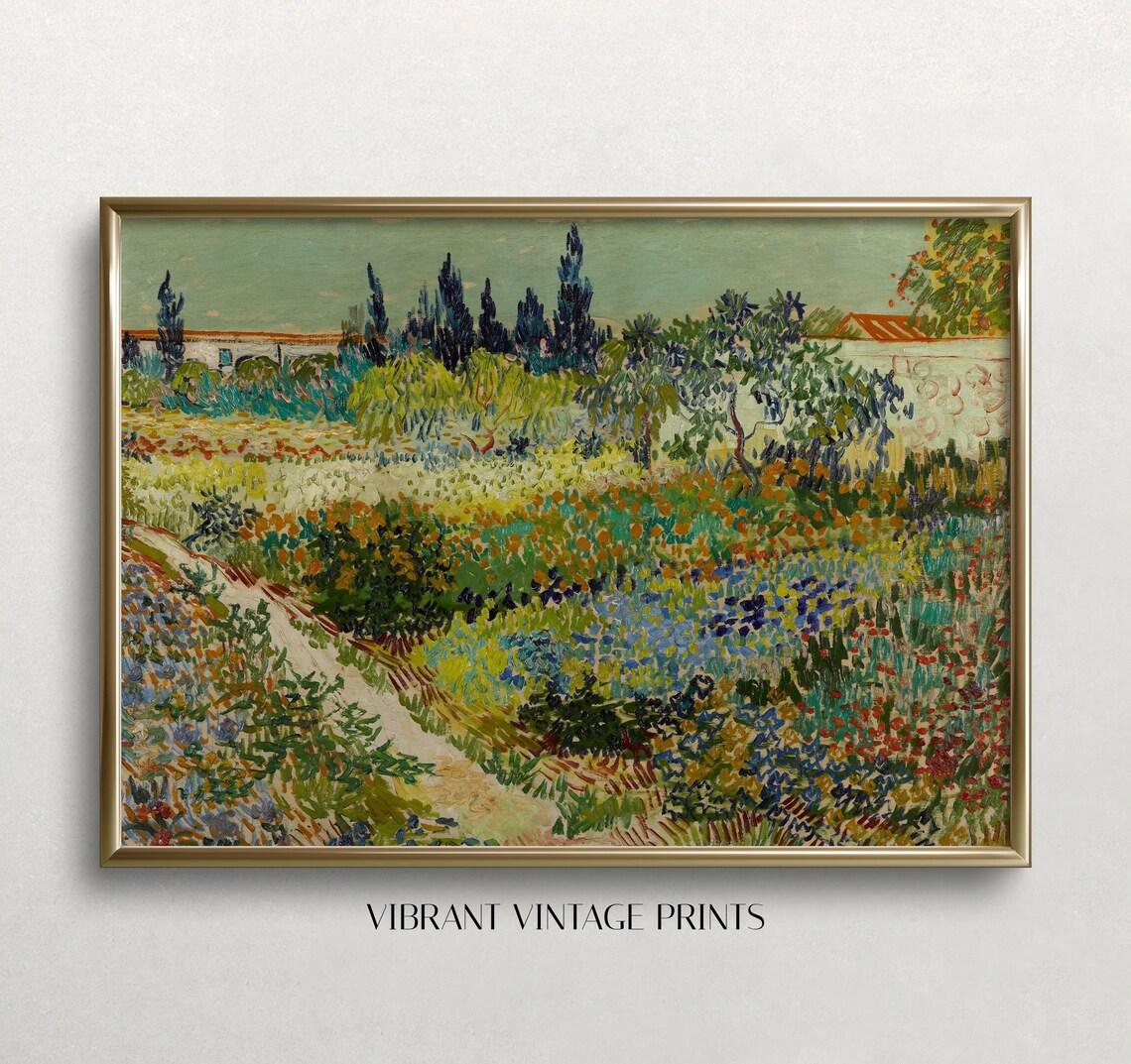 Garden At Arles by Van Gogh, Vintage Art Print