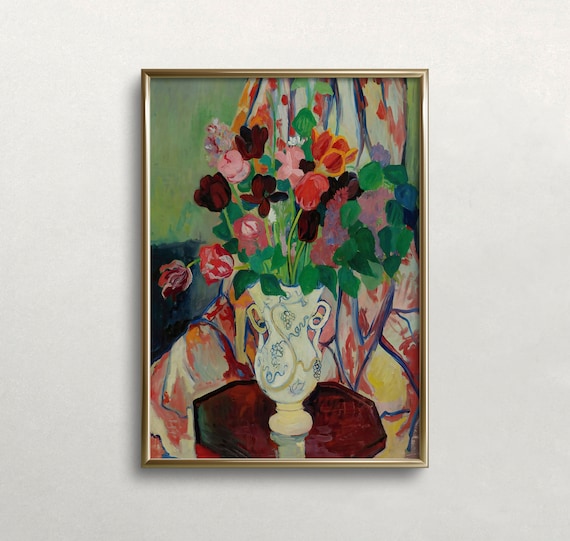 Floral Bouquet Vintage Art Print, Eclectic Maximalist