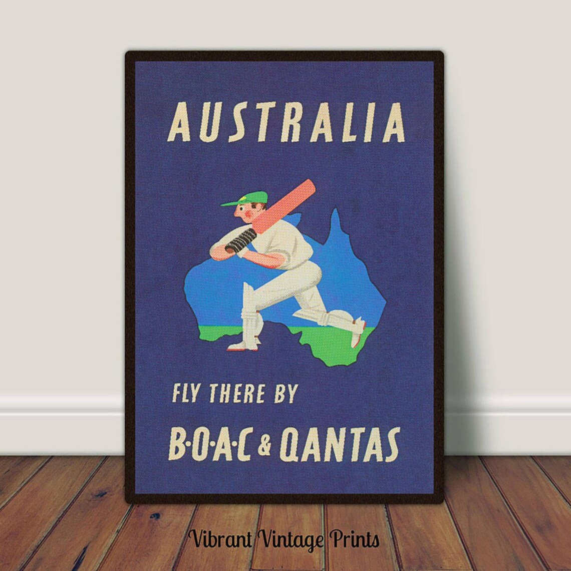 Australia Cricket, Vintage Retro Travel Poster Print