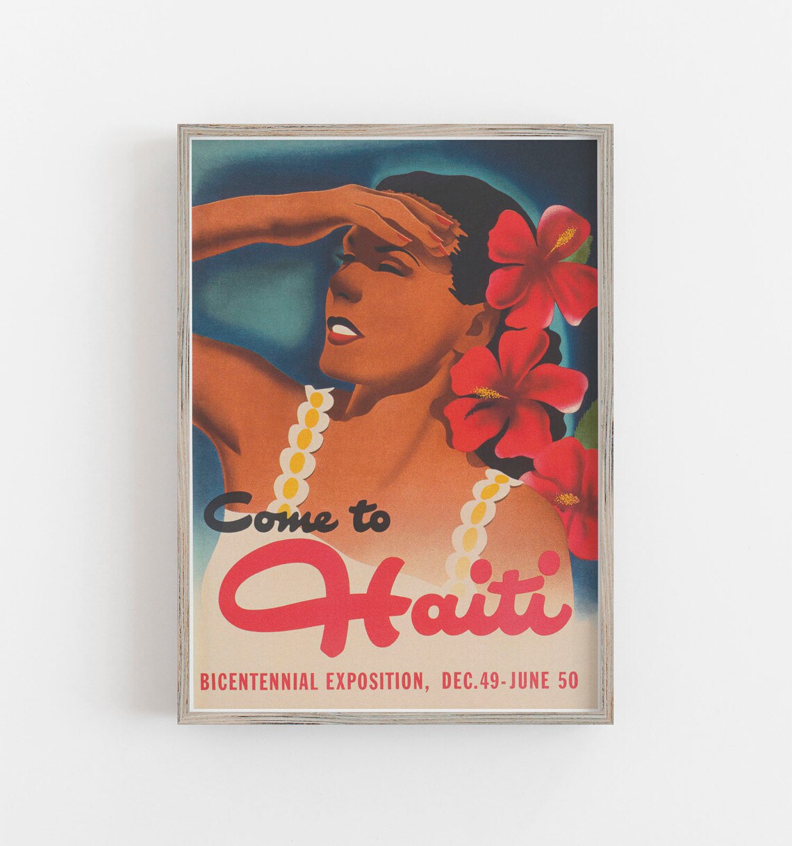 Haiti Vintage Travel Poster, Caribbean Island Print