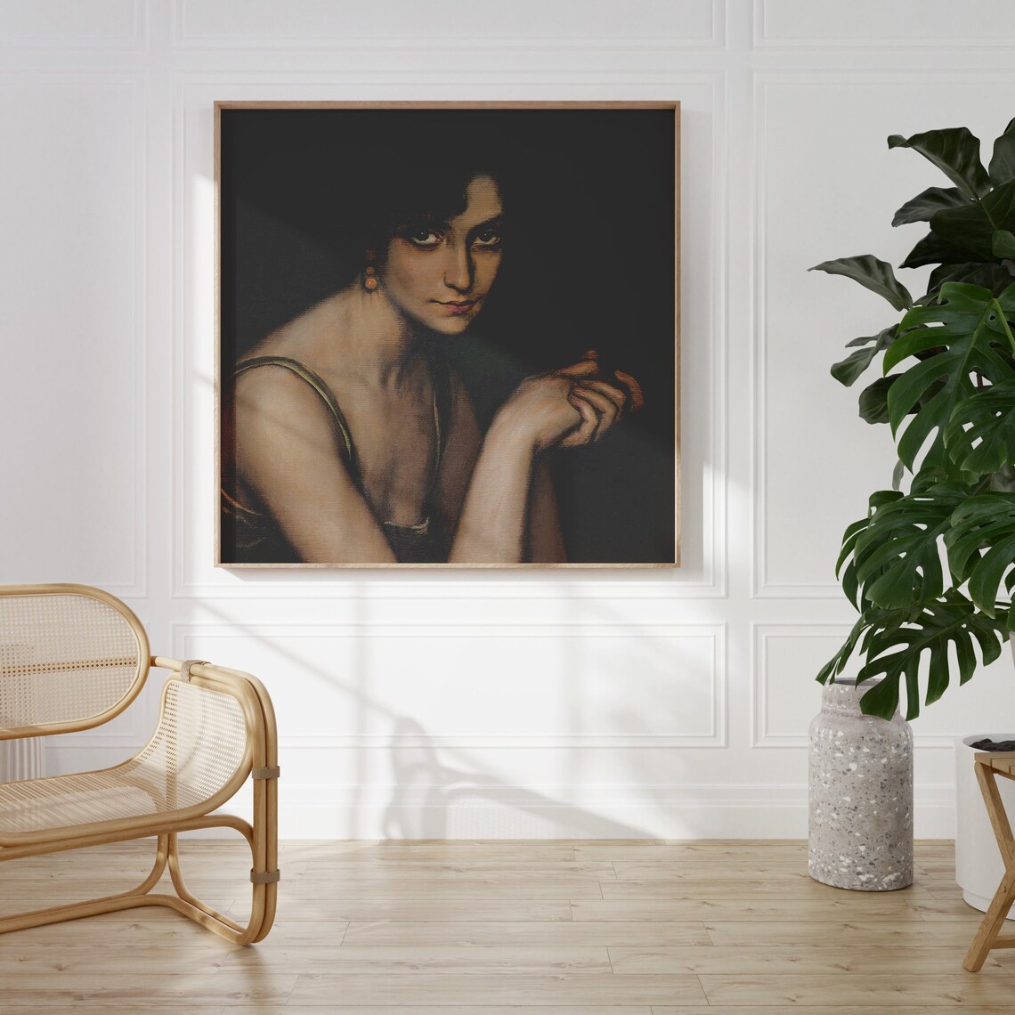Woman Portrait, Dark Moody Vintage Wall Art Print