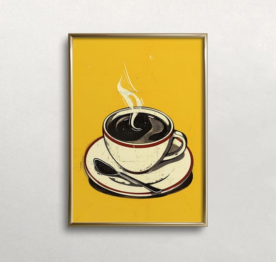 Coffee Wall Art Colorful Wall Art Black Coffee Art Kitchen Wall Decor Coffee Bar Decor Retro Wall Decor Wall Art
