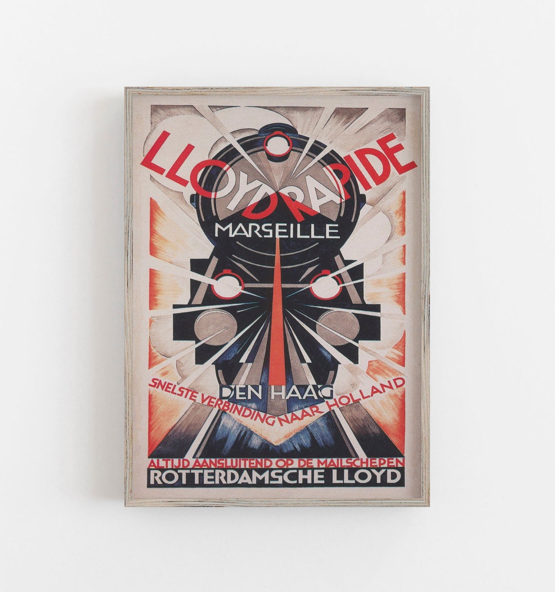 Lloyd Rapide Art Deco Steam Train Marseille Holland Travel Poster