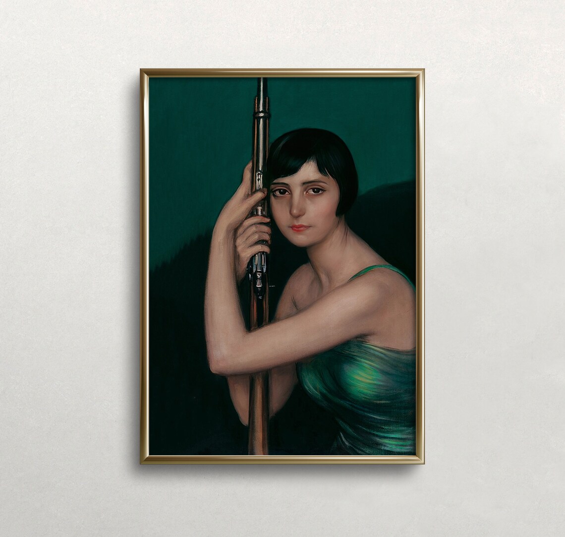 Woman With Shotgun Vintage Portrait Art Print