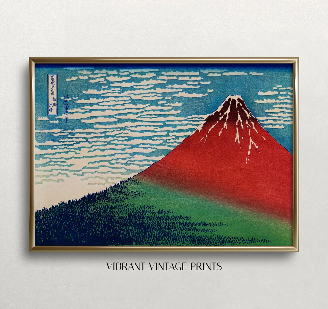 Mount Fuji Vintage Travel Poster, Japanese Decor