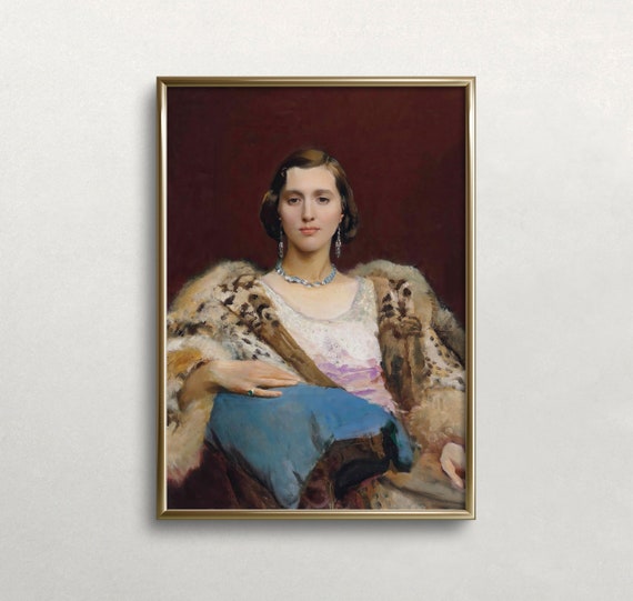 Woman Portrait Vintage Wall Art Dark Moody Colors Vintage Woman Art Vintage Fashion Wall Art 388
