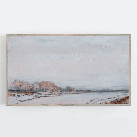 Winter Frame Tv Art Vintage Wall Art Winter Wall Art Farmhouse Decor River Wall Art Minimalist Art Frame Tv
