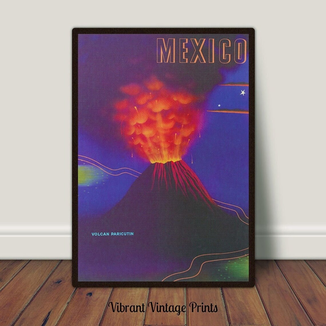 Paricutin Mexico Vintage Travel Poster, Retro Decor