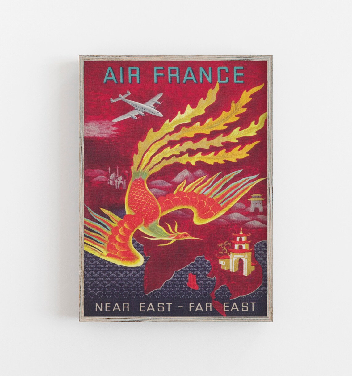 Fire Bird Far East Vintage Asian Art Travel Poster
