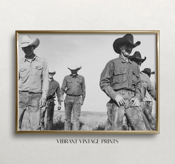 Cowboy Wall Art Black And White Art Vintage Wall Art Western Aesthetic Cowboys Walking Old Picture Wall Art