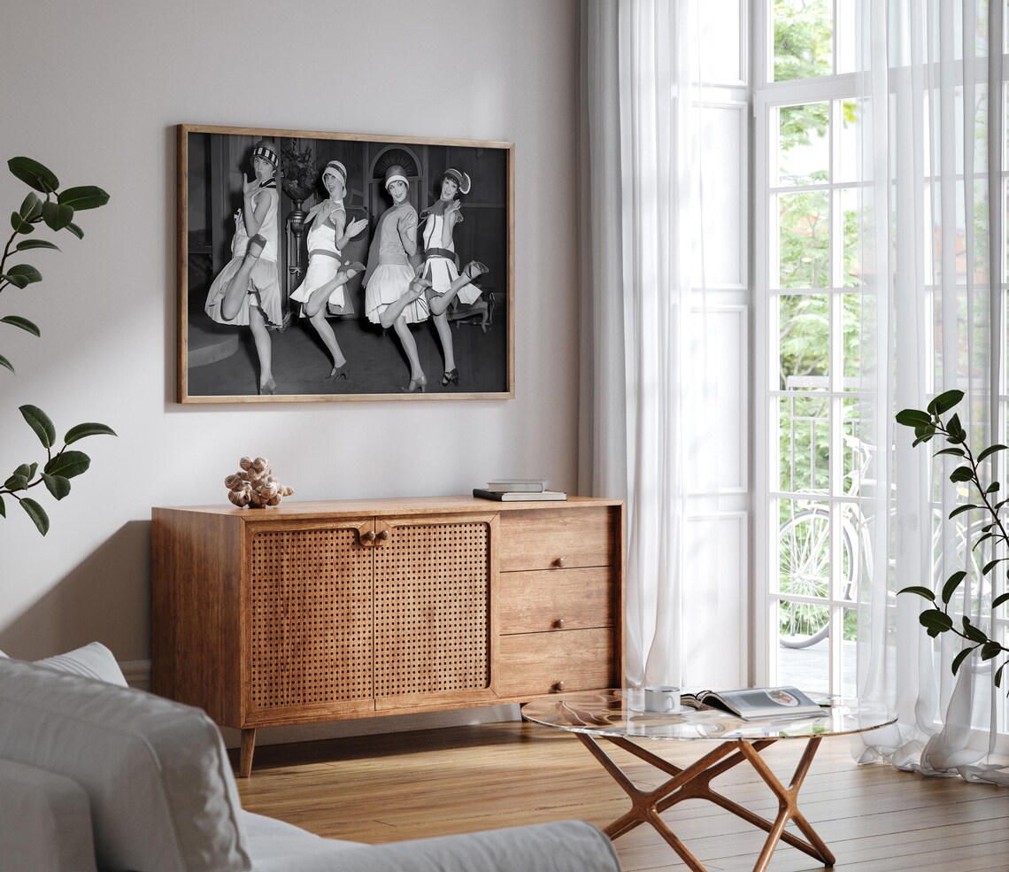 Four Flapper Dancers Charleston Kick Vintage Black and White Photo Poster - Image 3