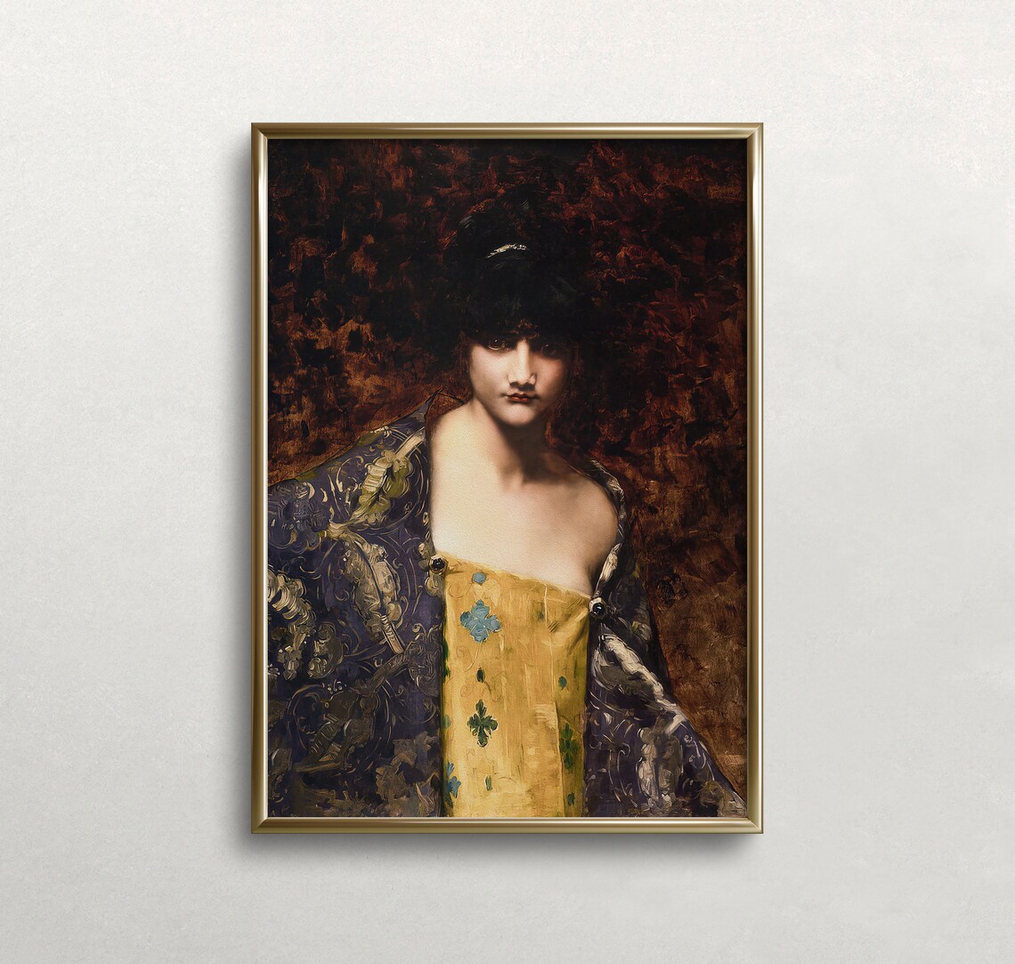 Vintage Woman Portrait Art Print, Moody Antique Wall Decor