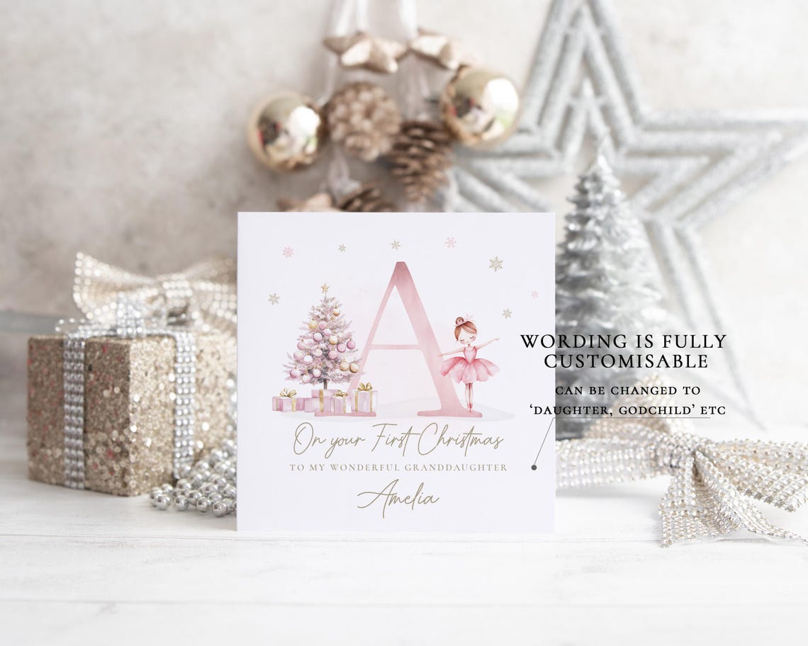 Personalized Letter O First Christmas Ballerina Keepsake Print - Image 2