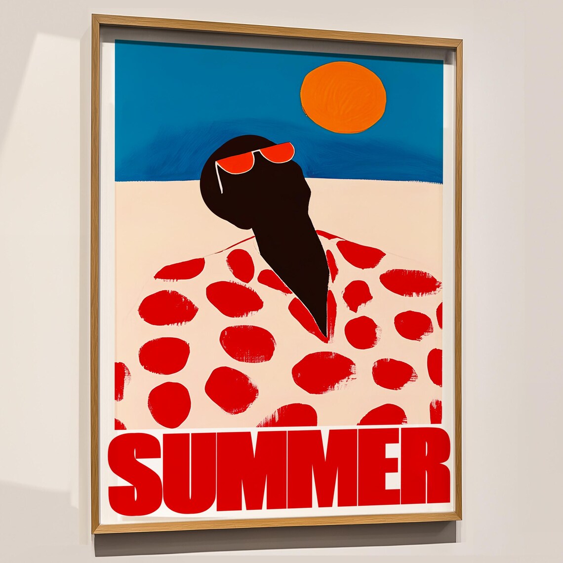 Summer Woman Sunglasses Polka Dot Dress Retro Pop Art Poster