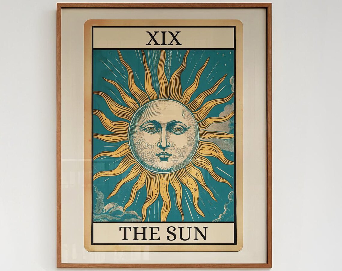 Sun Tarot Card, Boho Spiritual Folk Art Poster Print - Image 4