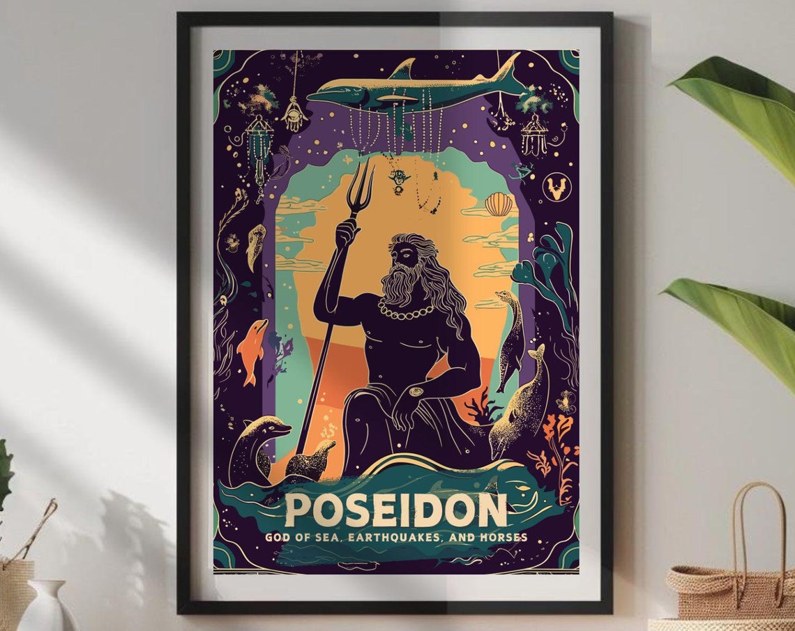 Poseidon Poster, Greek God Of The Sea Mythology