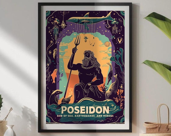Poseidon Poster, Greek God Of The Sea Mythology