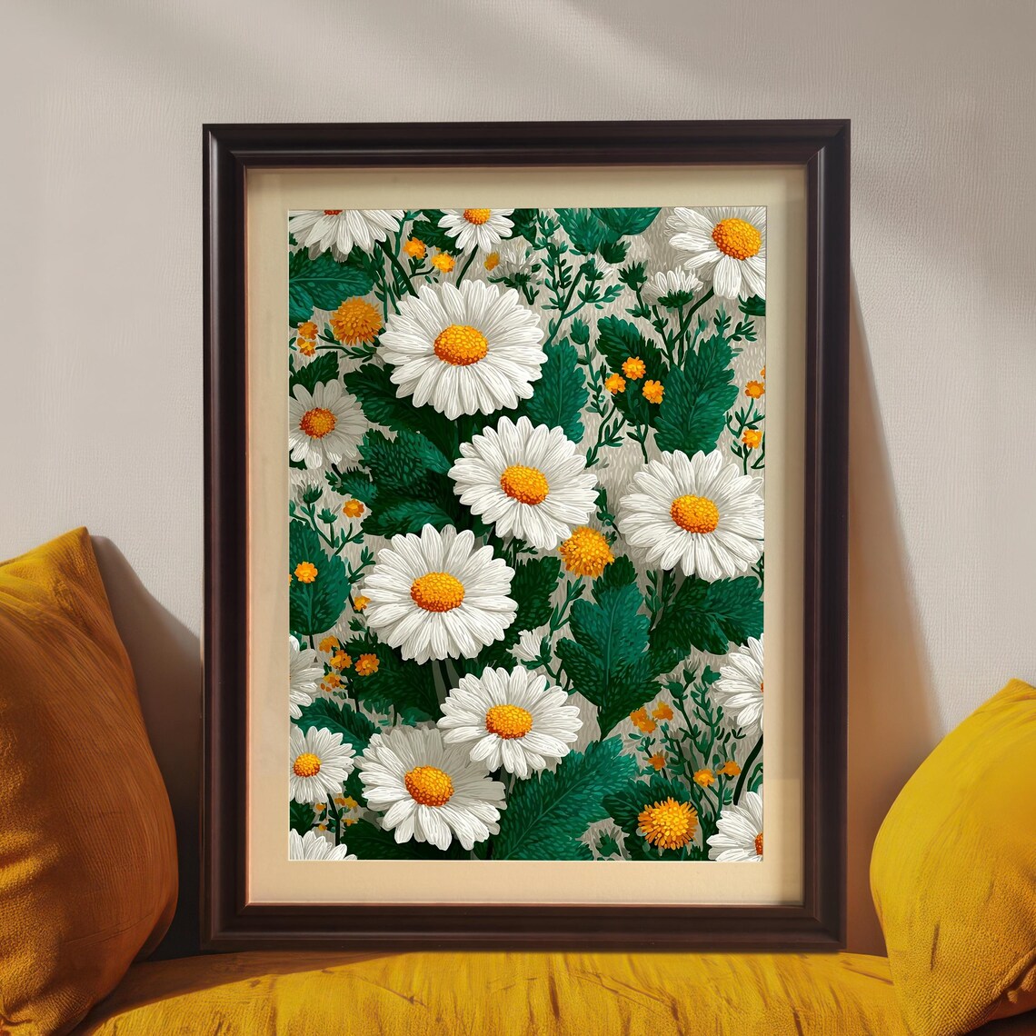 Daisy Floral Wood Framed Art Print Botanical Home Decor