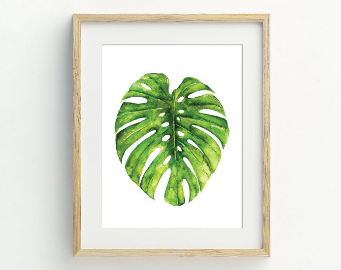 Monstera Leaf Print Tropical Leaf Print Instant Art Botanical Wall Decor Leaf Art 5x7 8x10 11x14