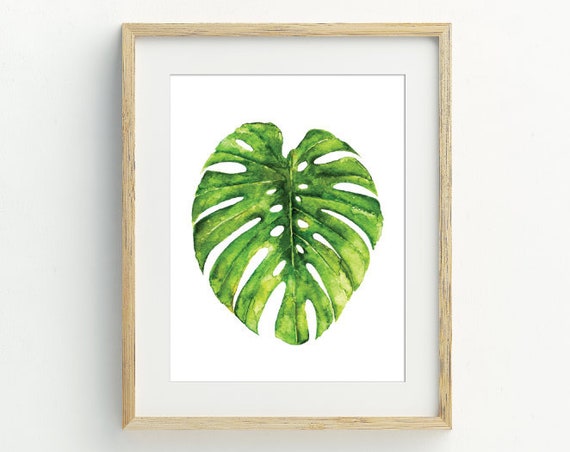 Monstera Leaf Print Tropical Leaf Print Instant Art Botanical Wall Decor Leaf Art 5x7 8x10 11x14