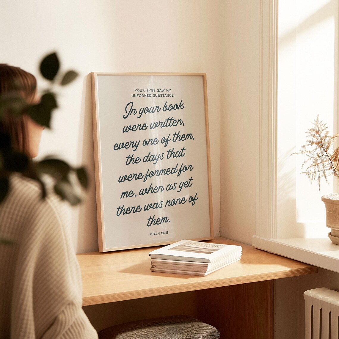Psalm 139 16 In Your Book Were Written Navy Script Bible Verse Wall Poster - Image 5