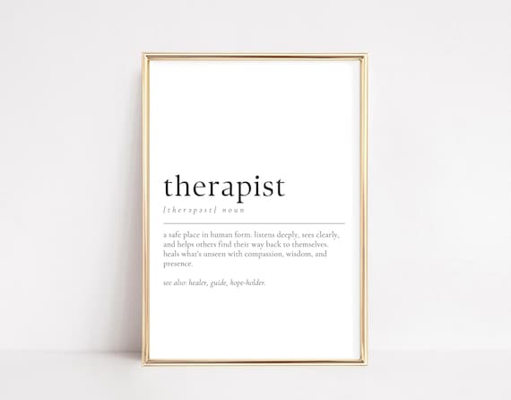 Therapist Definition Meaningful Mental Health Counselor Appreciation Print