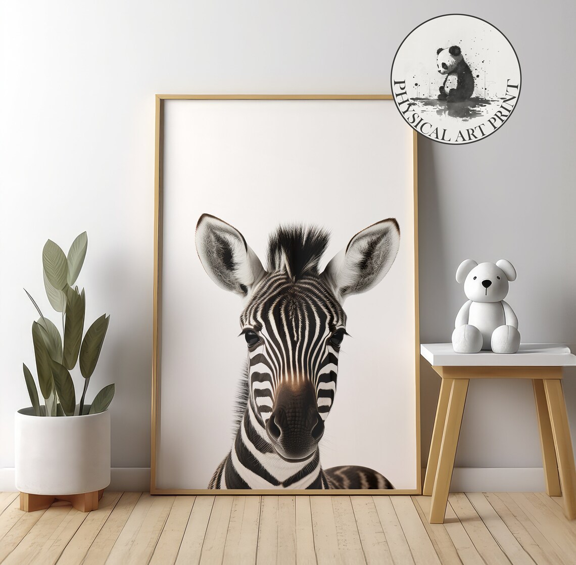 Baby Zebra Foal Face Close-Up Striped Realistic Nursery Animal Poster