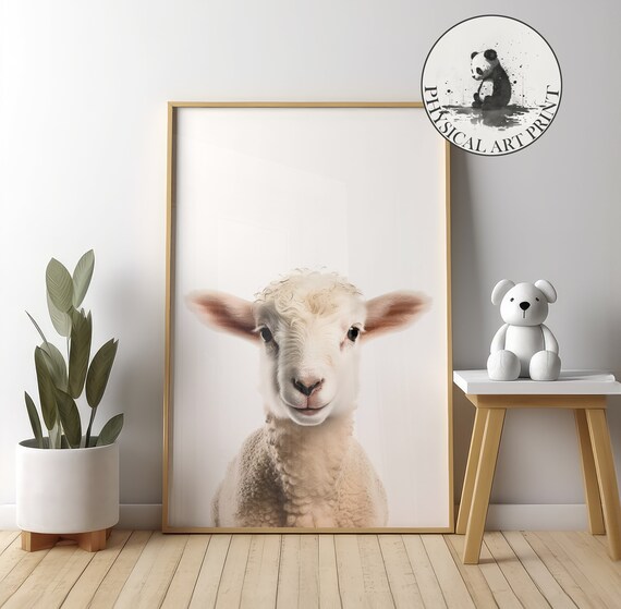 Baby Lamb Close-Up Portrait Sweet Farm Animal Nursery Poster