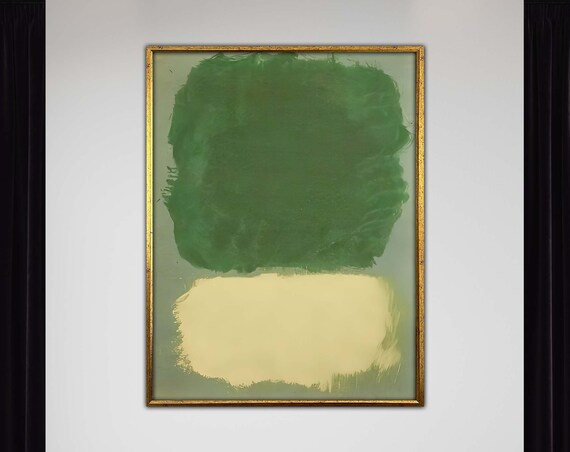 Mark Rothko Green Framed Canvas Painting Art Abstract Wall Arthandmade Minimalist Decororiginal Designfree Shippinggift