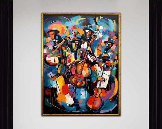 Abstract Cubist Jazz Band Musicians Colorful Modern Music Poster
