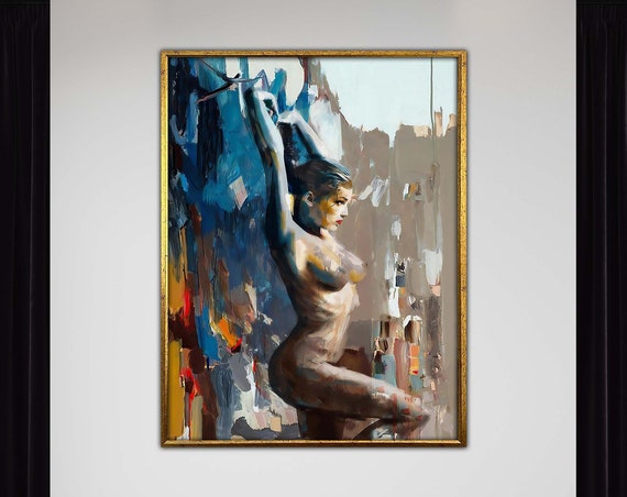 Erotic Woman Art Abstract Nude Canvas Contemporary Female Figure Modern Wall Home Decor Poster Ready To Hang Artwork