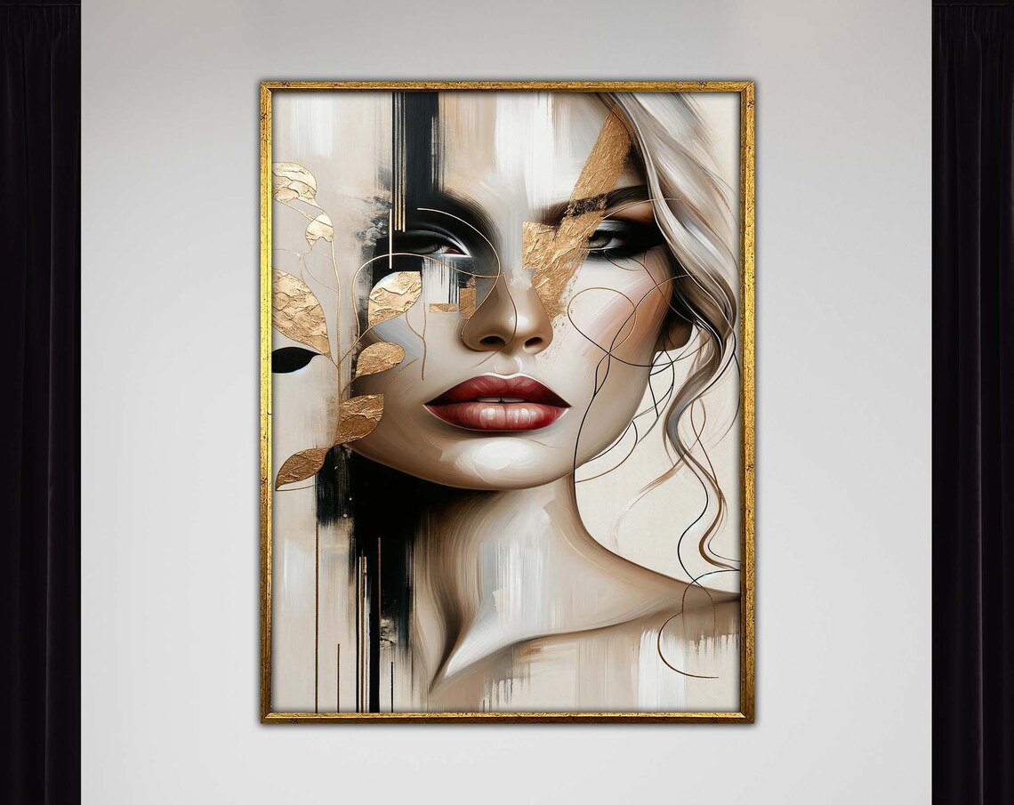 Modern Abstract Female Portrait Cubist Minimal Art Print