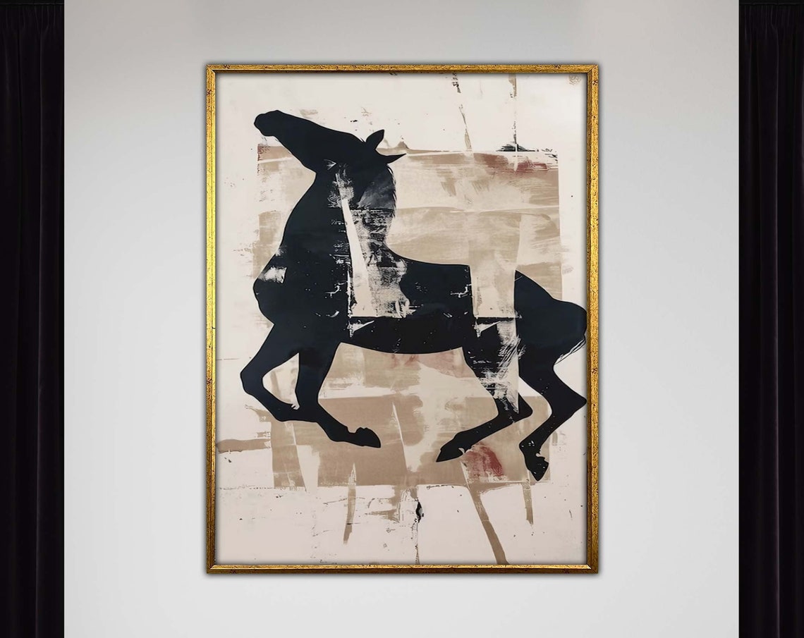 Abstract Horse Canvas Art Minimalist Equine Silhouette Modern Wall Home Decor Poster Ready To Hang Artwork