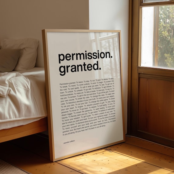 Permission Granted Self Love Poem Poster Jeanette LeBlanc Typography