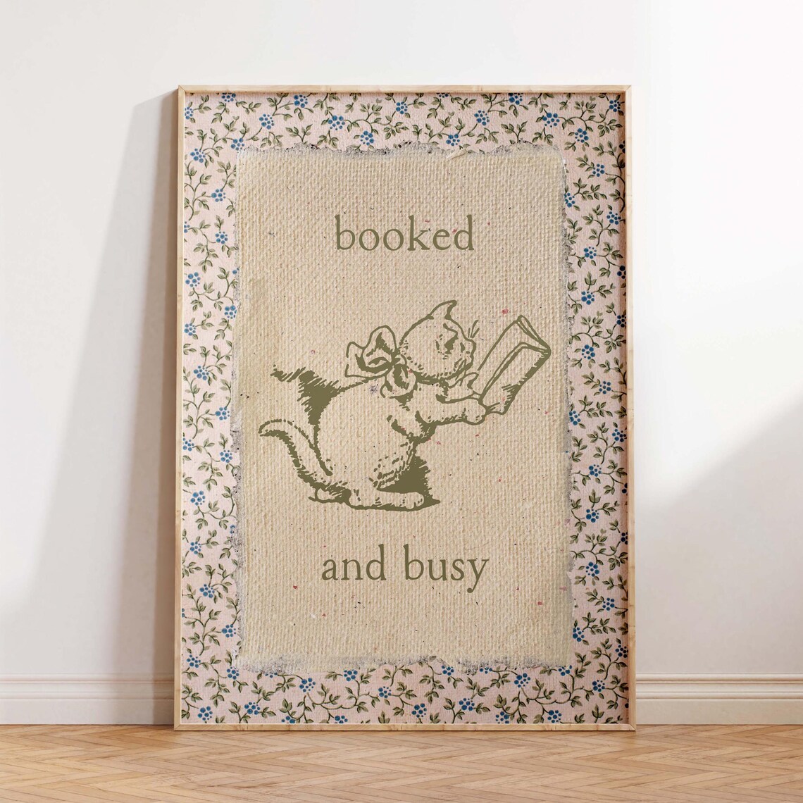 Vintage Book Art, Cute Reading Poster