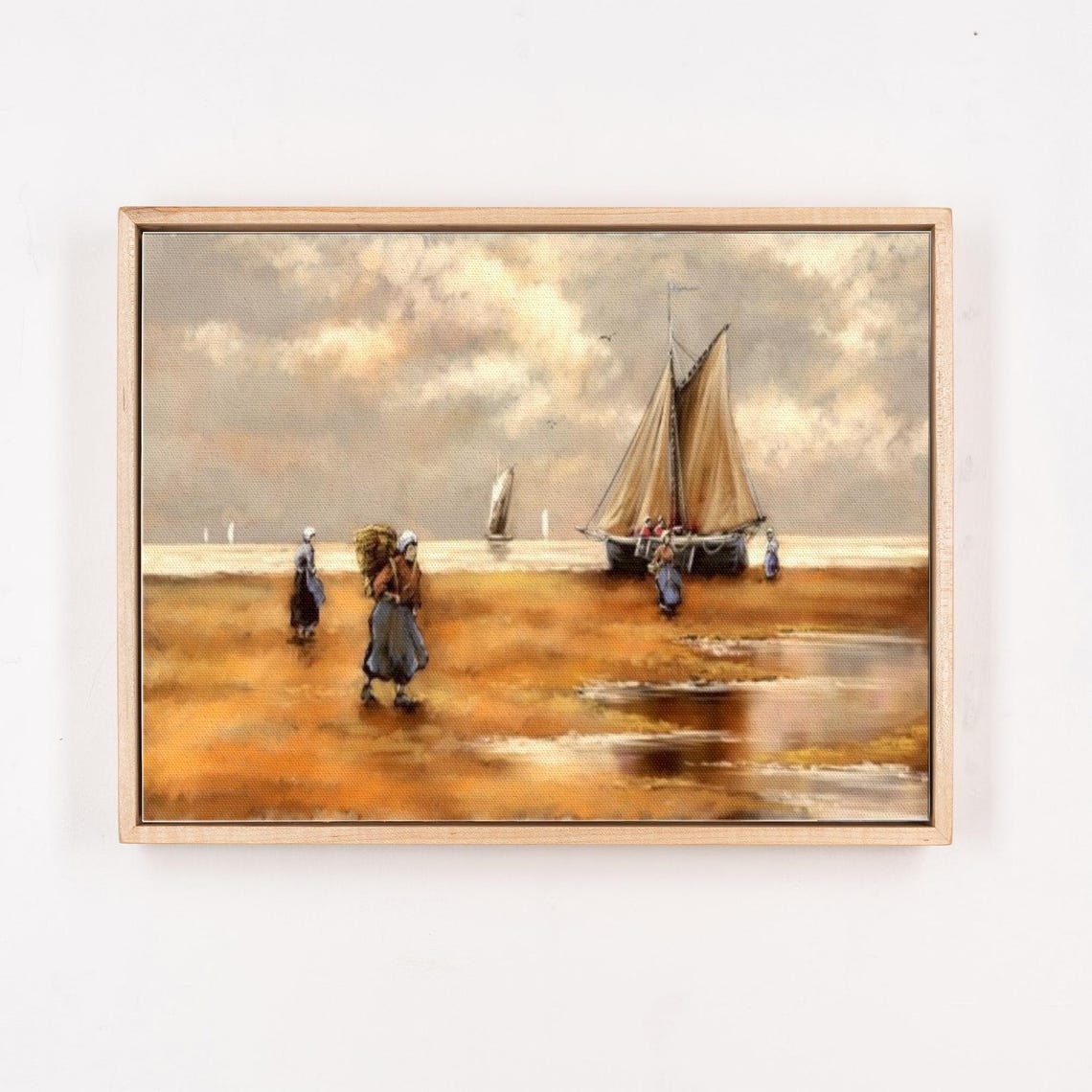 Fishermen On The Beach With Sailing Boats Oil Painting Poster - Image 4