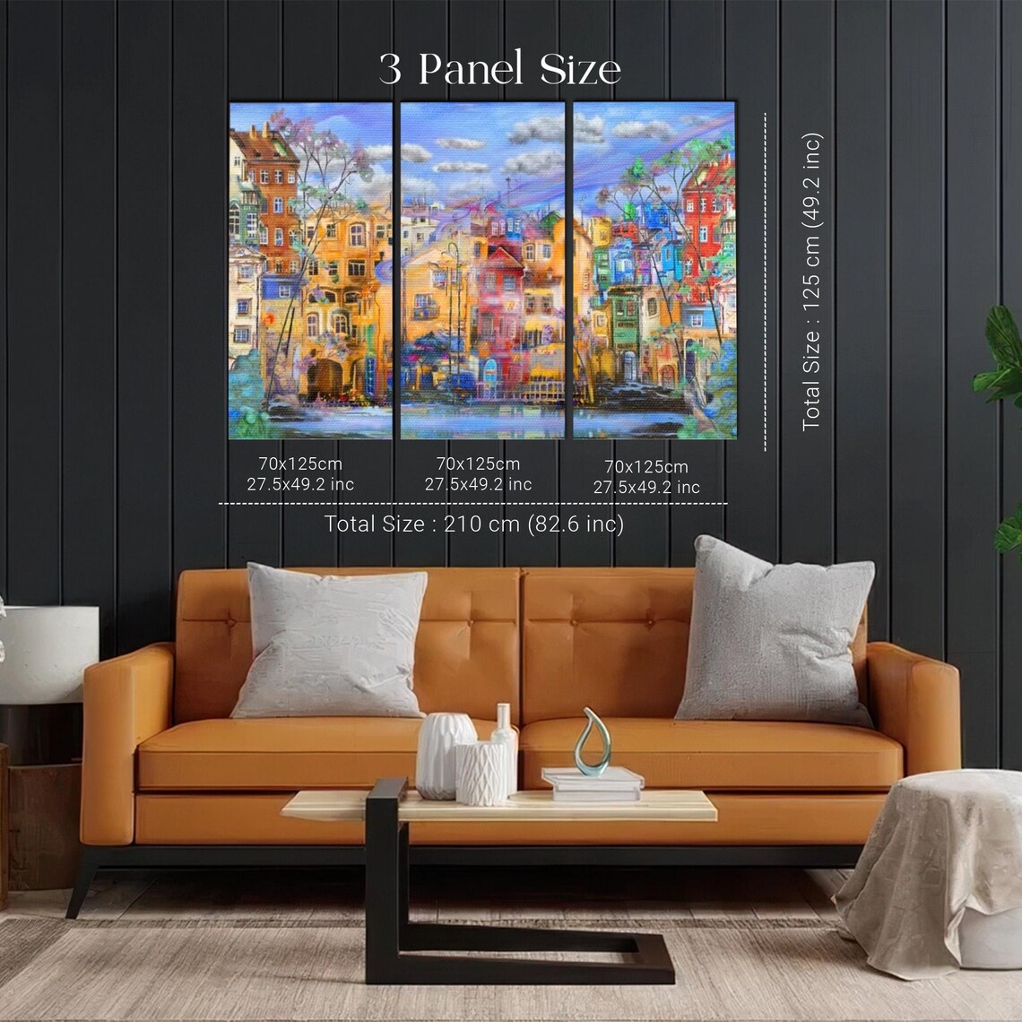 Colorful Old European Town Cityscape Oil Painting Street Poster - Image 2