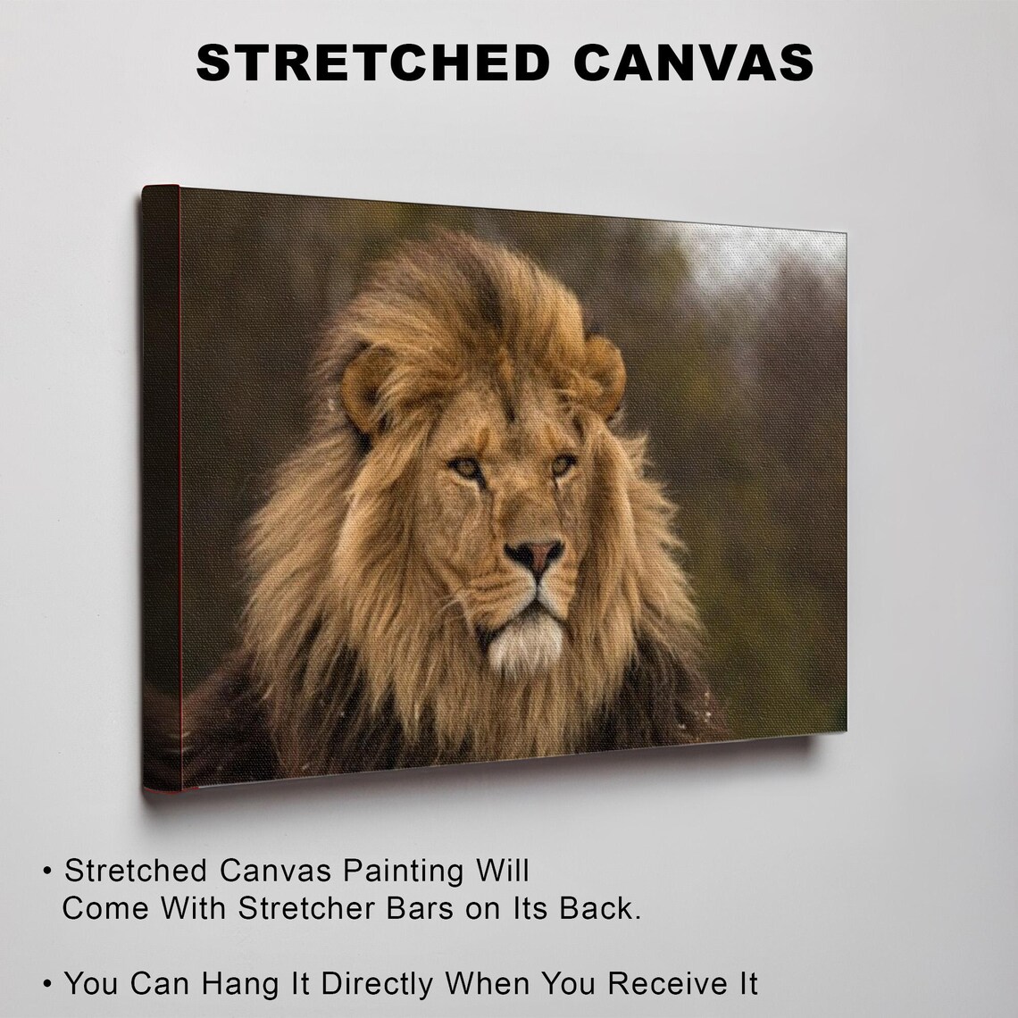 Majestic Male Lion Close-Up Wildlife Portrait Painting Poster - Image 3
