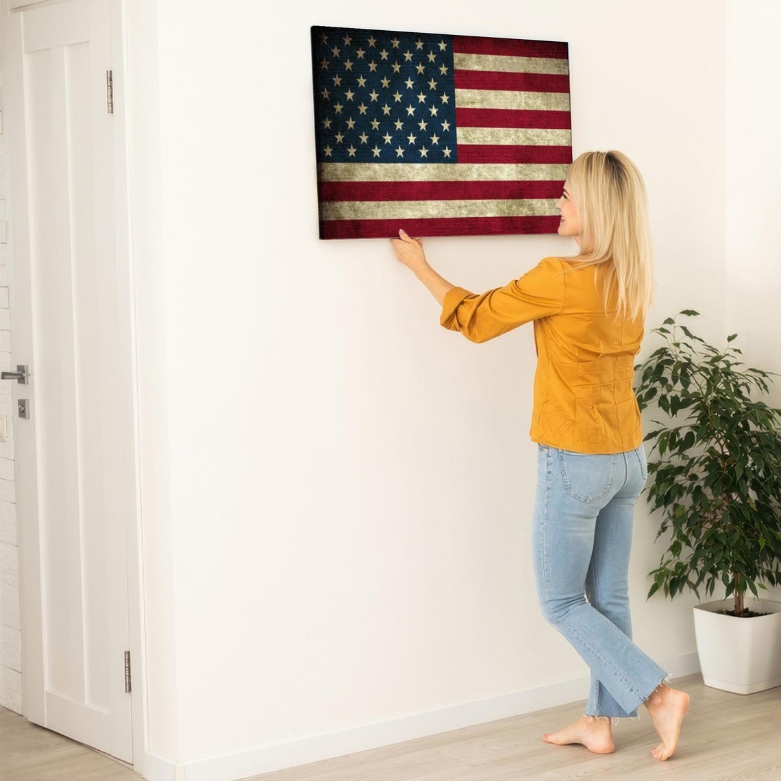 Distressed Vintage American Flag Rustic Patriotic Americana Poster - Image 5