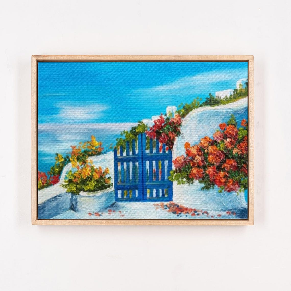 Blue Wooden Gate In Whitewashed Garden Wall Overlooking The Sea Poster - Image 4