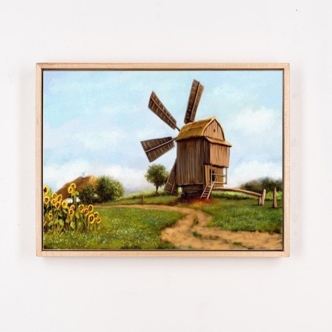 Rustic Wooden Windmill In Country Field With Sunflowers Poster - Image 4