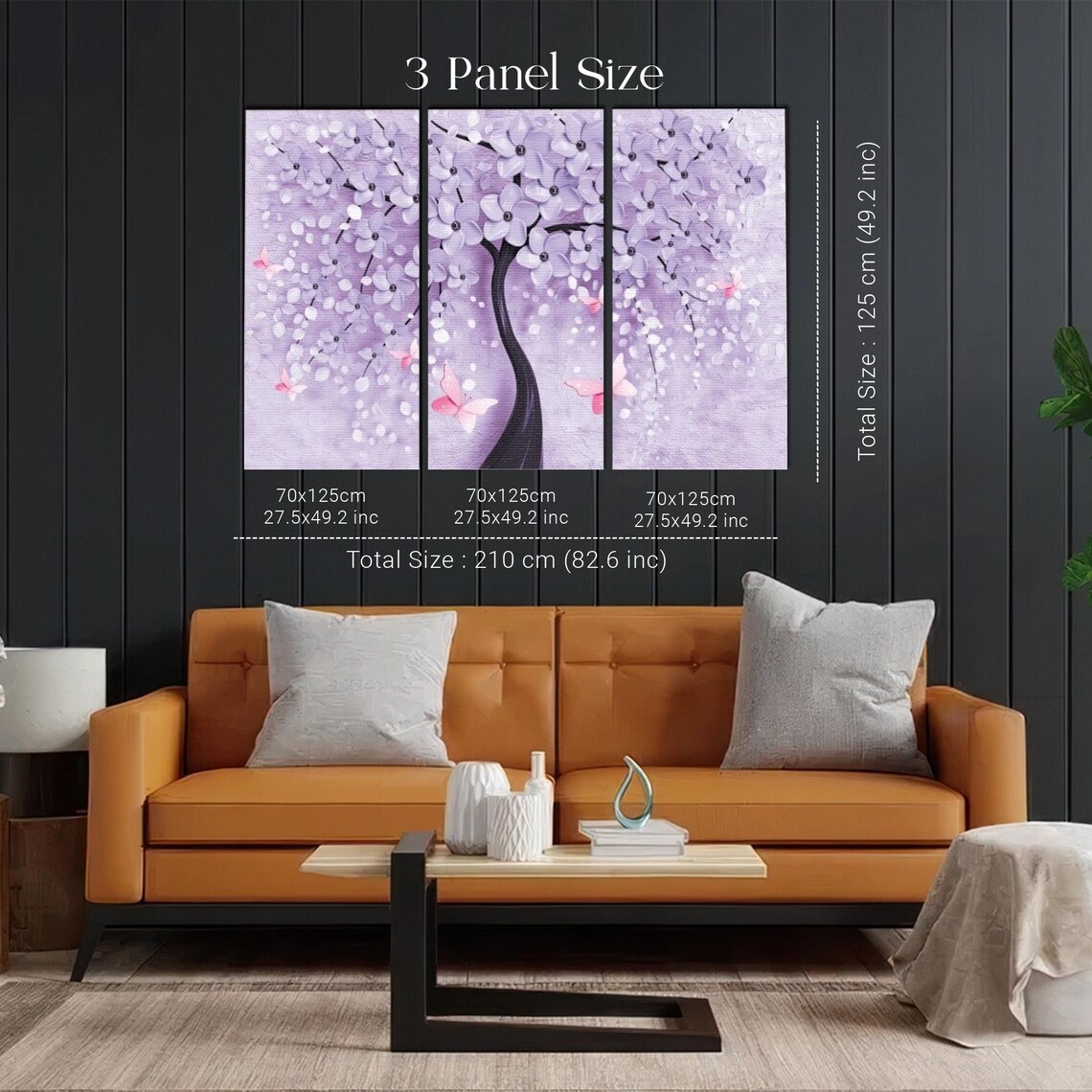 Blue Cherry Blossom Tree With Pink Butterflies Floral Art Poster - Image 2