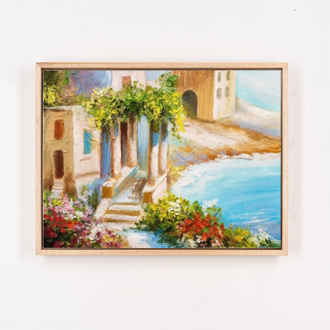 Colorful Seaside House With Flowers Overlooking Blue Sea Poster - Image 4