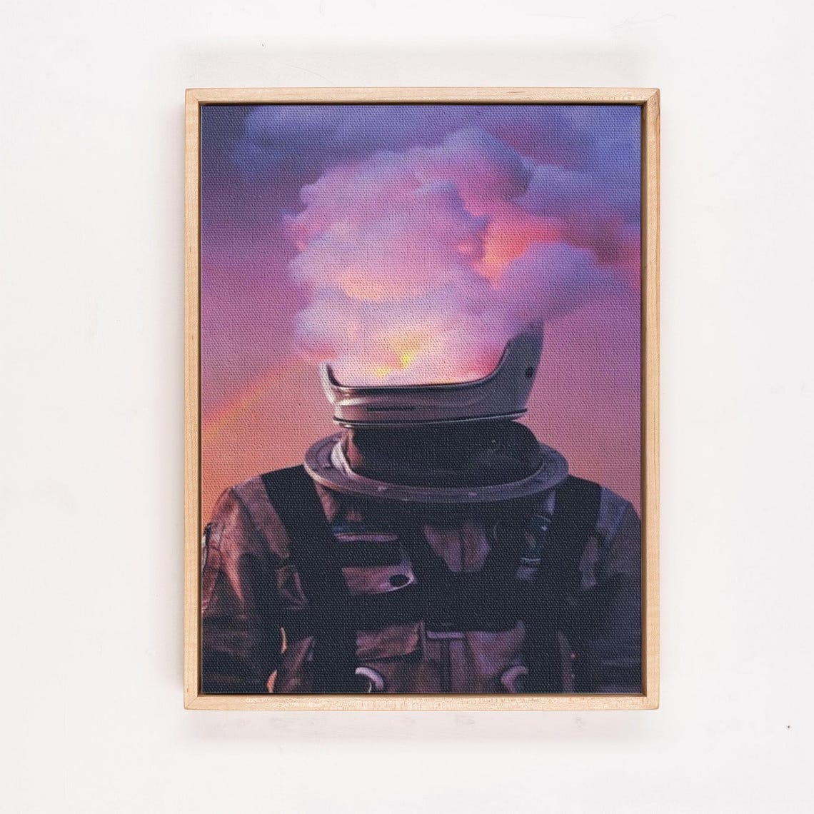 Astronaut With Burning Brain In Open Helmet Fiery Sunset Poster - Image 4