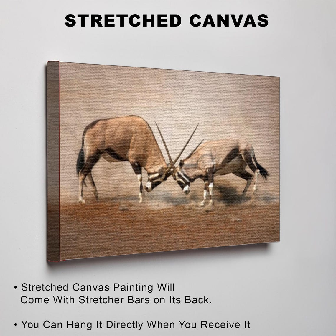Two Oryx Antelopes Locking Horns African Desert Battle Poster - Image 3