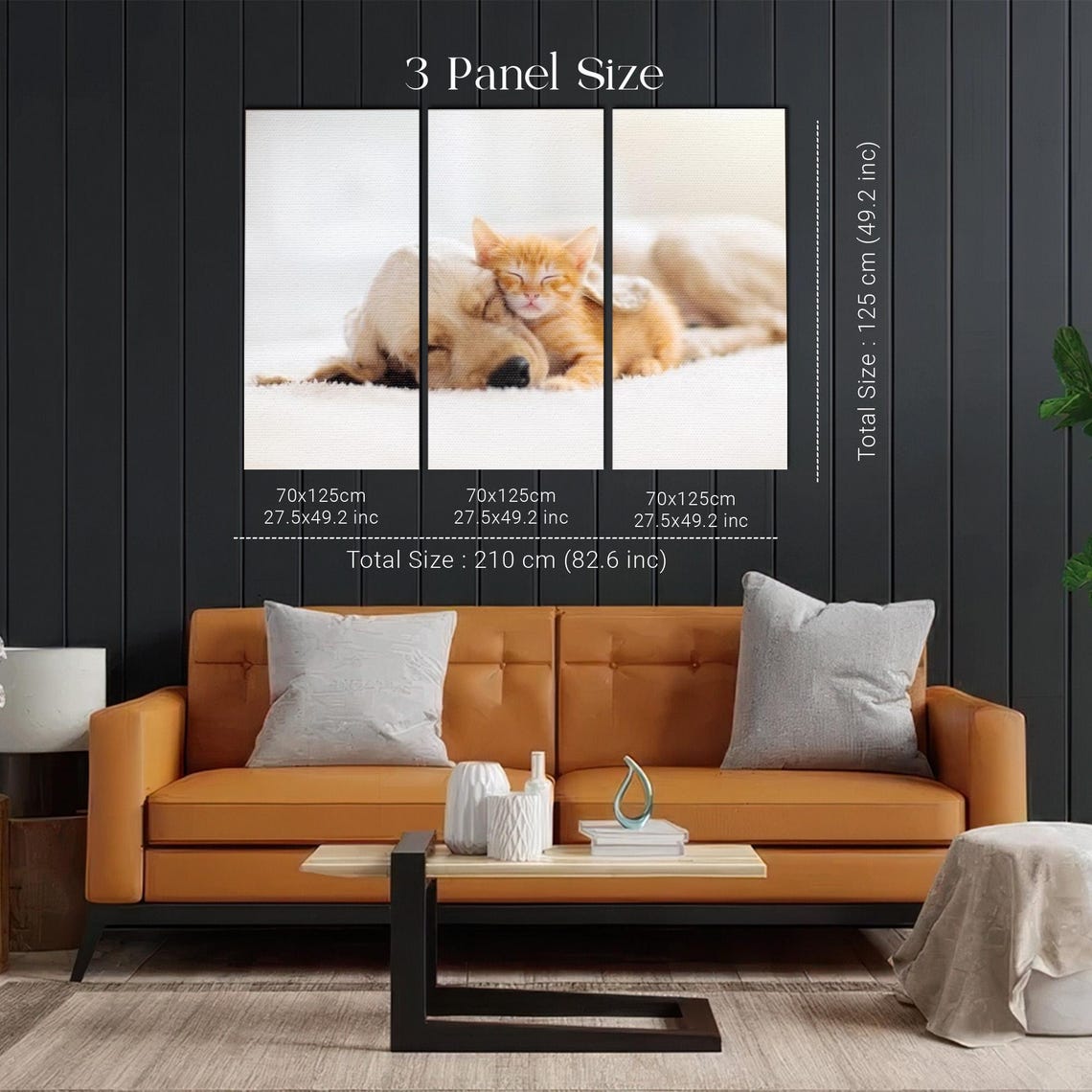 Golden Retriever Puppy Napping Beside a Tiny Ginger Kitten Poster - Image 2